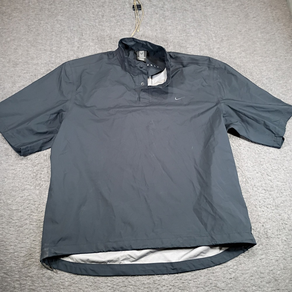 Vintage Nike Golf Windbreaker Mens Large Black Storm-Fit Short Sleeve Pullover